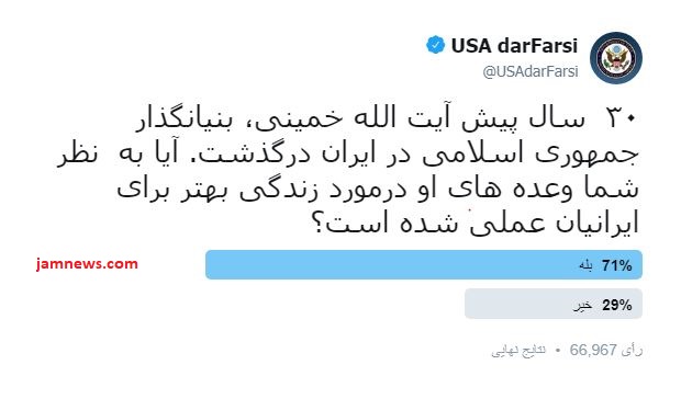 «سیلی محکم» کاربران ایرانی به گوش«وزارت خارجه آمریکا» + سند «سیلی محکم» کاربران ایرانی به گوش«وزارت خارجه آمریکا» + سند