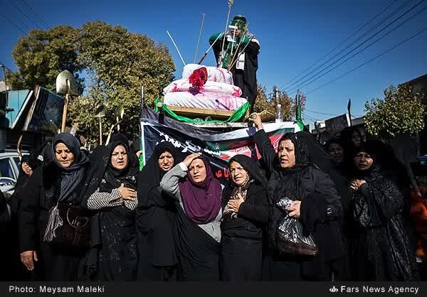 تشییع نمادین شهدای کربلا؛ آیین کهن بانوان قزوینی به یاد زنان بنی‌اسد