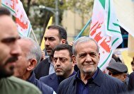 همراهی رئیس‌جمهور با راهپیمایان روز قدس تهران