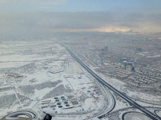 تهران یخ زده از فراز برج میلاد
