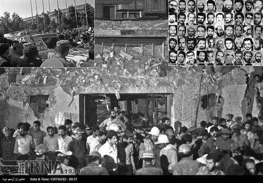 هفتم تیر 1360- آیت الله سید محمد بهشتی رئیس وقت دیوانعالی کشور و 72 تن از مقامات و چهره های برجسته سیاسی ایران، بر اثر انفجار بمب در ساختمان اصلی حزب جمهوری اسلامی ایران، به وسیله گروهک منافقین به شهادت رسیدند.

