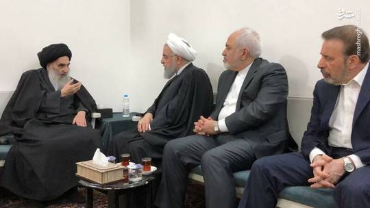 حسن روحانی با حضور در منزل آیت الله سیستانی، مرجع عالیقدر شیعیان عراق در شهر نجف، با وی دیدار کرد.
