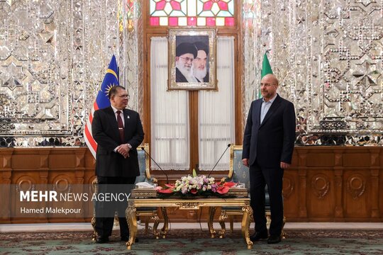 دیدار رئیس مجلس مالزی با محمدباقر قالیباف رئیس مجلس شورای اسلامی
