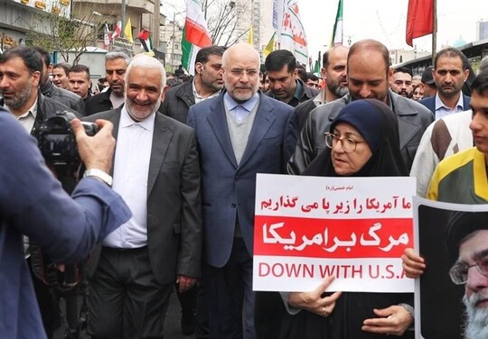 حضور قالیباف در راهپیمایی روز قدس تهران