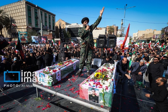 تشییع پیکر ۲ شهید اقتدار در اهواز