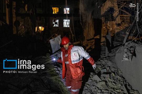 آثار حملات هوایی به مناطق مسکونی در تهران