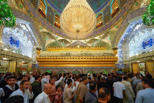 ضریح نورانی امام علی علیه‌السلام در آستانه ولادت پیامبر اعظم حضرت محمد مصطفی(ص) و امام جعفر صادق(ع) توسط خادمان گل‌آرایی شد.