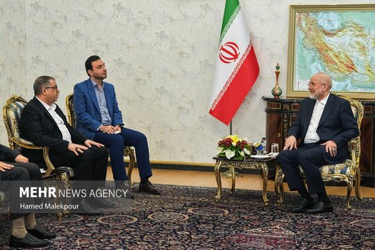 باسم نعیم مسئول ارتباطات اسلامی جنبش حماس با محمدباقر قالیباف رئیس مجلس شورای اسلامی دیدار و گفت‌وگو کرد.